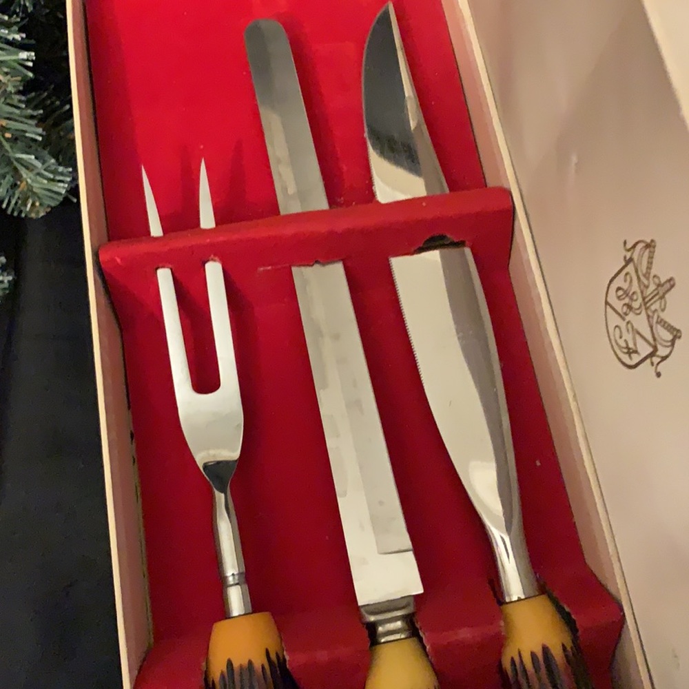 Vintage Moderna Columbia stainless steel and Bakelite 3 piece carving set - Picture 3 of 8